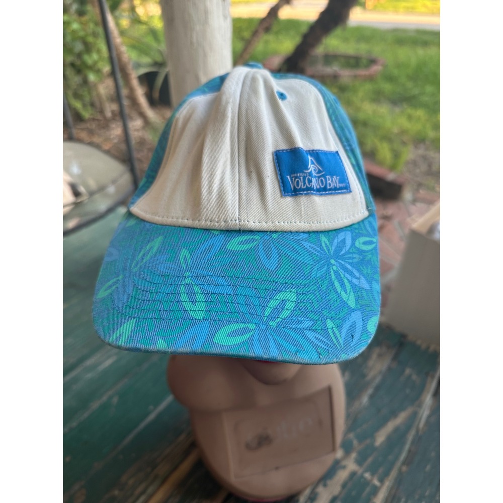 Universal Orlando Volcano Bay Hat Blue Green Floral Tropical Souvenir Adjustable